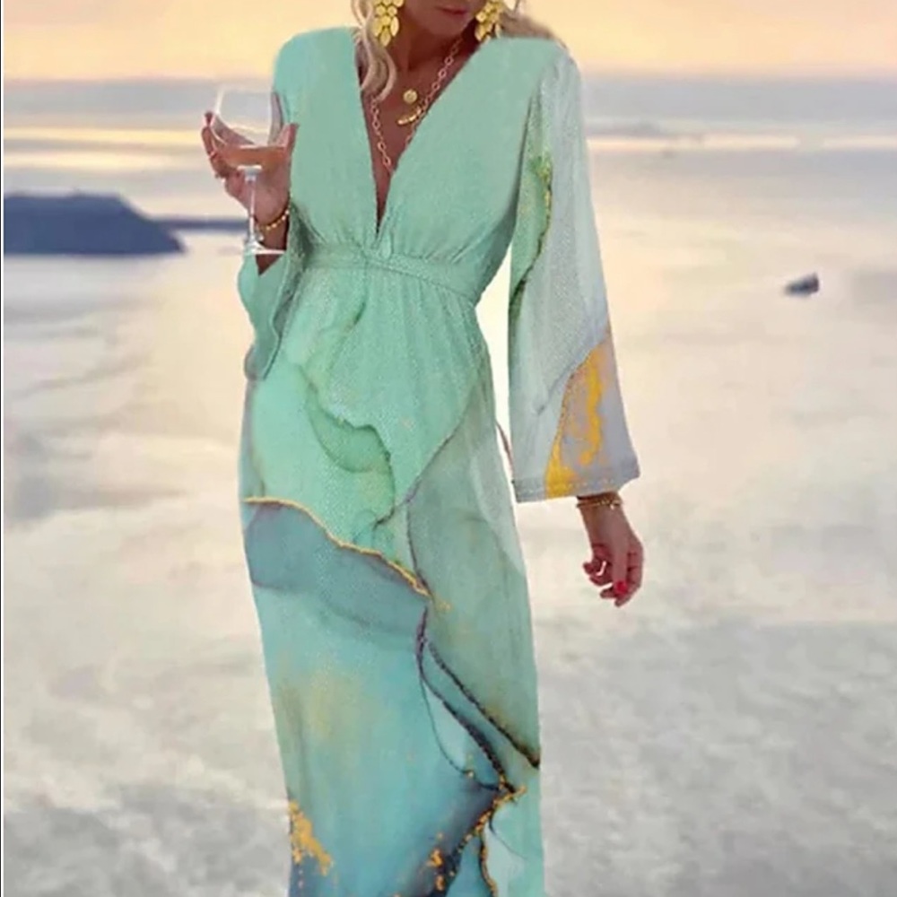 V Neck Maxi Dress